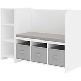 [en.casa] Sitzbank Høylandet Weiß/Grau 76 x 112 x 40 cm