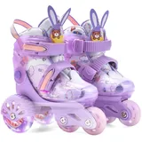 ERNAN Rollschuhe Kinder Rollschuhe Verstellbar Rollschuhe Damen, komfortabl LED Rollerskates für Jugendliche und Anfänger für Weihnachts und Geburtstags Geschenke (Purple, S)