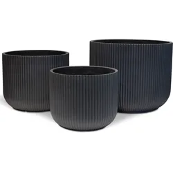 Linea Betontopf mit geriffelter Oberfläche 3er Set anthrazit