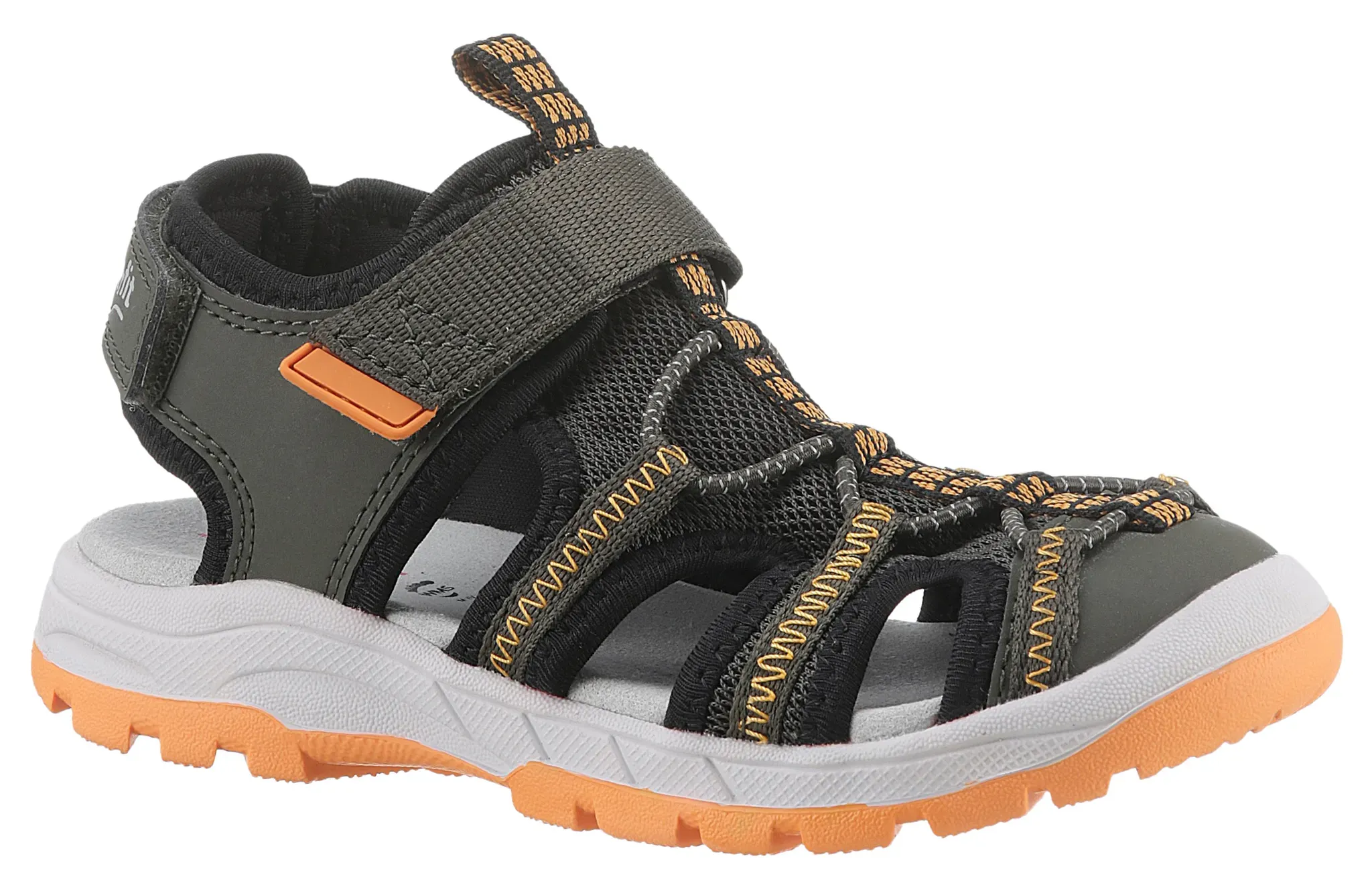 Sandale SUPERFIT "TORNADO LIGHT WMS: Mittel" Gr. 33, grün (khaki, orange) Kinder Schuhe Sommerschuh, Klettschuh, Sandalette, mit geschütztem Zehenbereich