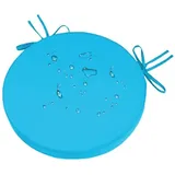 Sitzkissen Rund 45 cm Himmelblau, 10 CM Dick Rutschfest Stuhlkissen Rund mit Bändern, Outdoor Wasserabweisendes Polyester Runde Sitzpolster, Sitzkissen Boden für Küche, Esszimmer, Garten und Café