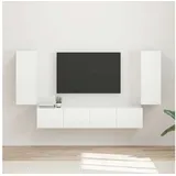 vidaXL TV-Wandregal-Set 4 pcs Hochglanz Weiß Holzwerkstoff