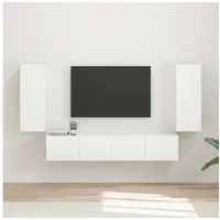 vidaXL TV-Wandregal-Set 4 pcs Hochglanz Weiß Holzwerkstoff