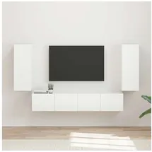 vidaXL TV-Wandregal-Set 4 pcs Hochglanz Weiß Holzwerkstoff