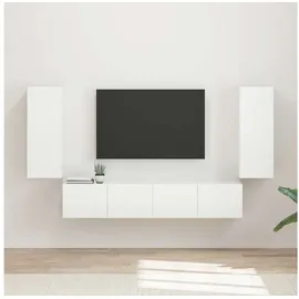 vidaXL TV-Wandregal-Set 4 pcs Hochglanz Weiß Holzwerkstoff