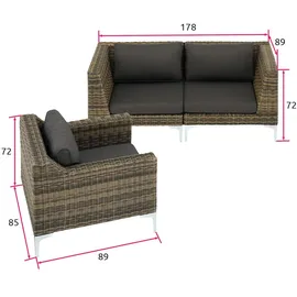 Tectake tectake® Modulares Rattanset Villanova kein Aufbau