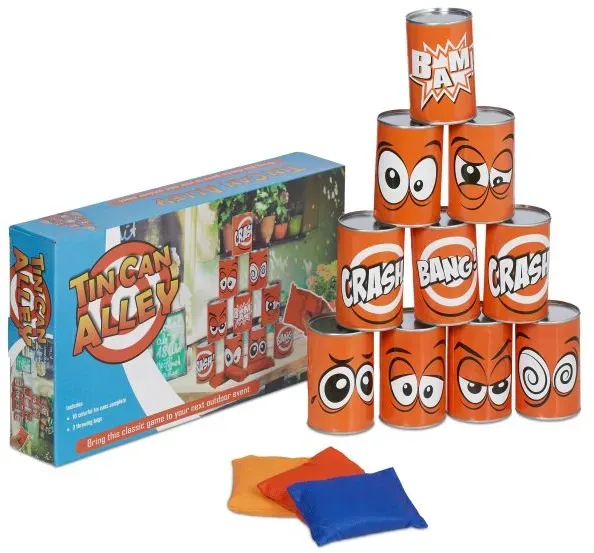 Relaxdays Dosenwerfen für Kinder Weiß,Rot,Schwarz