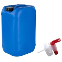 kanister-vertrieb® 1 Stück 25 L Kanister Wasserkanister Kunststoffkanister blau DIN61 + Hahn/BPA-frei+ Etiketten