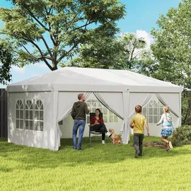 Outsunny Faltpavillon 6 x 3 m inkl. 4 Seitenteile Weiß