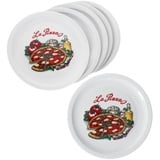 MamboCat 6er Set La Pizza Pizzateller I Ø 30,5 cm I für 6 Personen I große Pizzateller aus Porzellan mit Pizza-Dekor & Schrift I für Pizzen oder zum Anrichten I XL-Speiseteller, Servierplatte