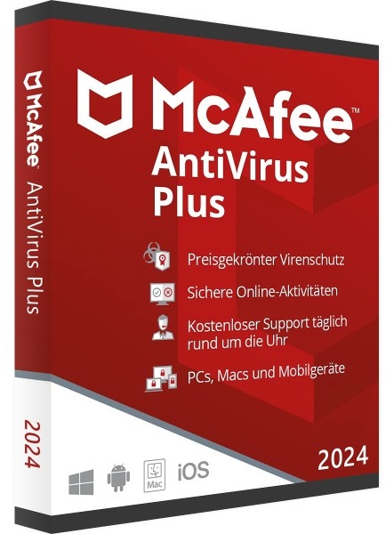 McAfee Antivirus Plus 2025 | Download + Produktschlüssel | 5 Geräte / 1 Jahr