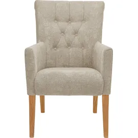 Home Affaire Esszimmerstuhl HOME AFFAIRE "King", beige (creme, natur), B:60cm H:92cm T:65cm, Polyester, Stühle, Esszimmerstuhl, Armlehnstuhl mit Knopfheftung, Polsterstuhl, Topseller
