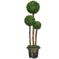 Costway Kunstpflanze 115cm, Kunstbaum mit Topf & 3 Kugeln,