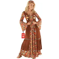 Morph Hippie Kostüm Damen, 70er Jahre Outfit Damen, 70er Jahre Bekleidung, Hippie Kleid, Schlagermove Outfit Frauen, Karneval Kostum Frauen, Fasching, M