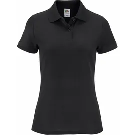 FRUIT OF THE LOOM "Lady-Fit Premium Polo", Damen, Gr. XXL (44), schwarz, Piqué, Obermaterial: 100% Baumwolle, unifarben, Basic, sehr figurbetont hüftbedeckend, Rundhals, Rippstrickbündchen, Shirts, Sommershirt, unifarben, aus reiner Baumwolle