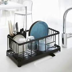 Yamazaki Home Abtropfgestell Abtropfkorb Abtropfständer Geschirr Metall schwarz 42x17x23cm