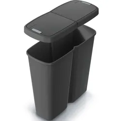 Monzana KEDEN® Mülleimer Küche 50L 2 Fächer mit Deckel Grau Gelb