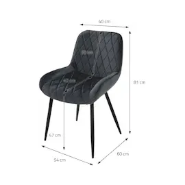 ML-Design 4er Set Esszimmerstühle mit Rücken- und Armlehnen, Anthrazit, Samt Sitzfläche, Metallbeine, Küchenstühle Küchenstuhl Wohnzimmerstühle