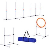 PawHut 3-TLG. Hunde Agility Set Training für Haustiere Hundetrainigsset Inklusive Tasche Leicht zu tragen Kunststoff Weiß+Gelb