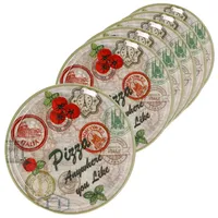 6er Set Pizzateller Charme Green - Moskau grün - 31cm - 04019#ZCHAV