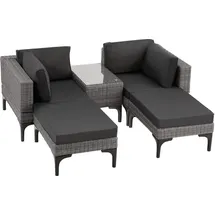 Tectake Bellaria Aluminium Rattan Lounge grau