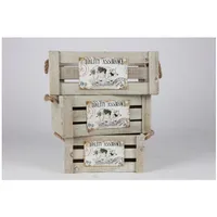 Buri Faltbox Holzkisten 3er Set Aufbewahrungsboxen Obstkorb Apfel Ordnung