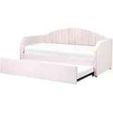 Beliani Ausziehbett Eyburie 90 x 200 cm pastellrosa