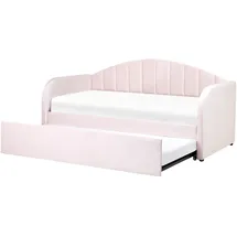 Beliani Ausziehbett Eyburie 90 x 200 cm pastellrosa