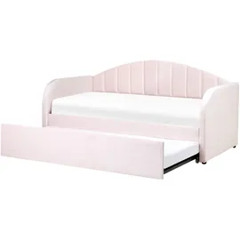 Beliani Ausziehbett Eyburie 90 x 200 cm pastellrosa