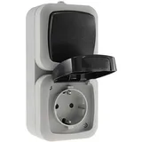ChiliTec Feuchtraum Kombi-Schalter/Steckdose IP44 250V/10/16A grau