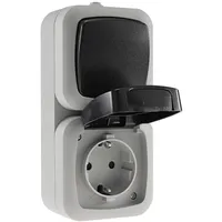 ChiliTec Klappdeckelsteckdose Aufputz IP44 Grau