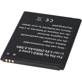 AccuCell Akku nur passend für den WIKO Lenny 4 Akku 3913, Lenny 4 Plus, Harry Li-Ion, 3,8 Volt 2500mAh, 9,5Wh, removable