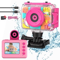 Ushining Kinderkamera wasserdichte Kamera für Kinder, 1080P Digitalkamera Videokamera Selfie Kamera Unterwasser Kamera für Kinder mit 2,0 Zoll Bildschirm, Geschenk für 3-12 Jahre Mädchen Jungen, Rosa