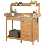Yaheetech Pflanztisch 112 x 46,5 x 125 cm Holzfarbe