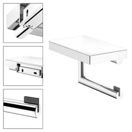 Keuco REVA Toilettenpapierhalter mit Glasablage, offene Form, Rollenbreite 100/120mm