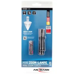 Ansmann Professionelle LED-Taschenlampe mit stufenloser Fokussierung inklusive Alkaline Mignon AA Batterie und abnehmbarem Gürtelclip