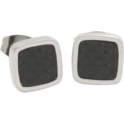 Paar Ohrstecker FIRETTI "Schmuck Geschenk Ohrschmuck Quadrat", schwarz (edelstahlfarben, schwarz), Ohrringe, Damen, Edelstahl-Carbon, Edelstahl, Carbon, Made in Germany - mit Carbon