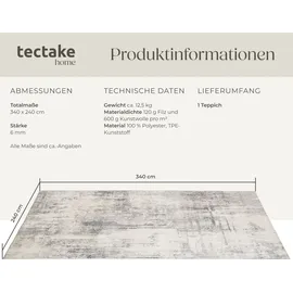 Tectake Nadira Kurzflorteppich 240 x 340 cm Beige/Grau