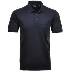 RAGMAN Herren Poloshirt - Oberteil, Softknit-Polo, Baumwollmischung, Brusttasche, Knopfleiste, kurz, einfarbig Dunkelblau M