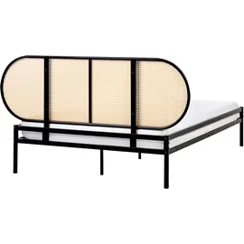 Beliani Bett mit Lattenrost 140x200 cm Wiener-Geflecht Kopfteil Boulin