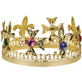 Boland 64551 - Krone Royal King, goldene Kopfbedeckung mit Schmucksteinen, für Erwachsene, König, Königin, Kostüm, Karneval, Mottoparty