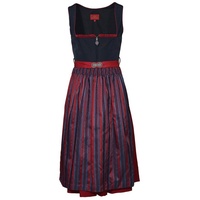 Pezzo D'oro Dirndl Damendirndl schwarz/rot mit gestreifter Schürze,Midilänge 70cm 38