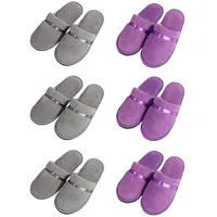 Tianmao 6 Paar Damen Slipper Hotelslipper Frottierslipper Herren Hausschuhe mit Geschlossenen Zehen Universalgröße 28.5 * 11cm Korallenvlies Gästepantoffeln für Spa, Party Gäste, Hotel und Reisen - Einheitsgröße