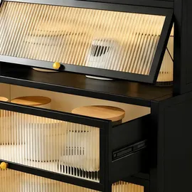 Costway Küchenschrank hoch, mit Rollen, Schwarz