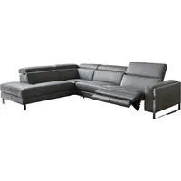 Ecksofa CALIA ITALIA "Pier, Design und erstklassiger Sitzkomfort im Einklang, L-Form" Sofas Gr. B/H/T: 290cm x 78cm x 202cm, Leder NIRVANA, Ottomane links, mit elektrischer Relaxfunktion, grau (grigio) mit elektrischer Relaxfunktion, in hochwertigem Lederbezug