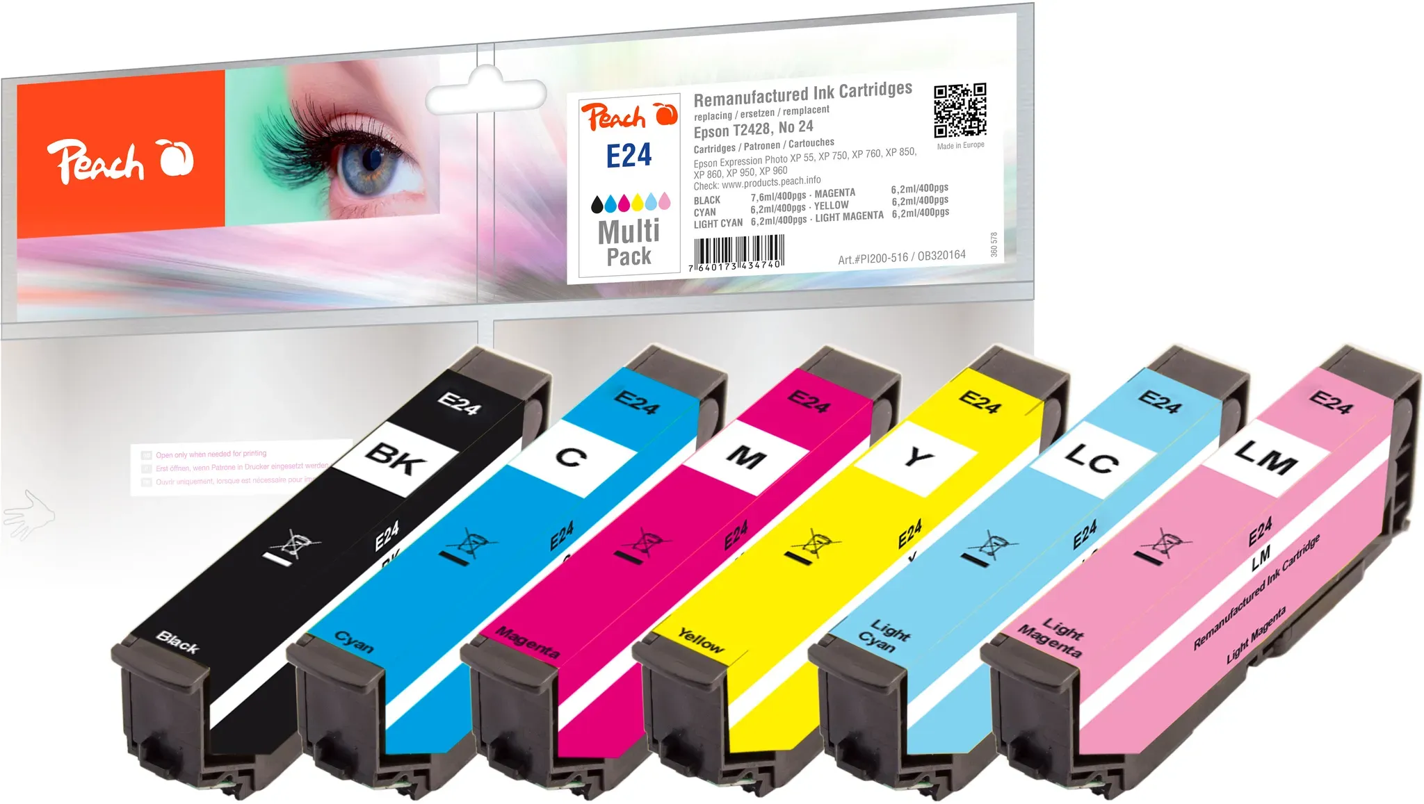 Peach Spar Pack Tintenpatronen kompatibel zu Epson No. 24, C13T24284010