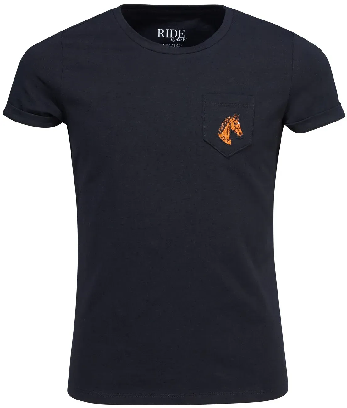RIDE now T-Shirt mit Pferdekopfstickerei für Kinder black 134/140