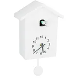 Pilipane Kuckucksuhr, Moderne Nordische Vogelhaus wanduhren mit Pendel und Vogelruf, Pendeluhr für Schlafzimmer, Wohnzimmer und mehr, Einzigartige Inneneinrichtung, 7.9x9.8x3.5in (Weiß)