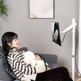 Maclean Brackets Maclean Mobiler Monitor/TV-Bodenständer, Gasfeder, 17"-35", weiß, MC-970W - Weiß