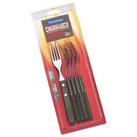 Tramontina Steakgabel Set Gaucho, 6-teilig, Edelstahl, Holzgriff braun, FSC,